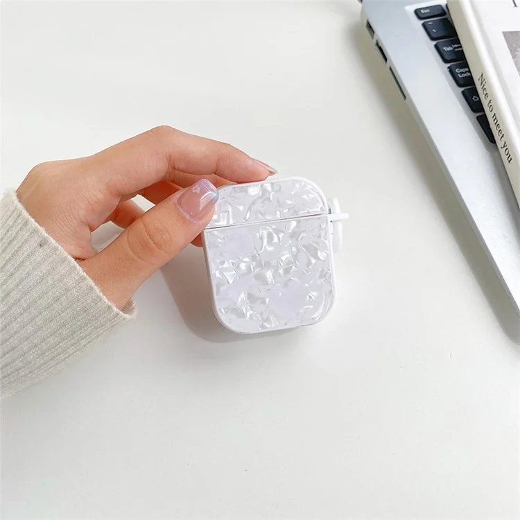 For Apple AirPods with Charging Case (2016) / (2019) / AirPods with Wireless Charging Case (2019) TPU Protective Cover Shell Pattern Earphone Anti-drop Case - White