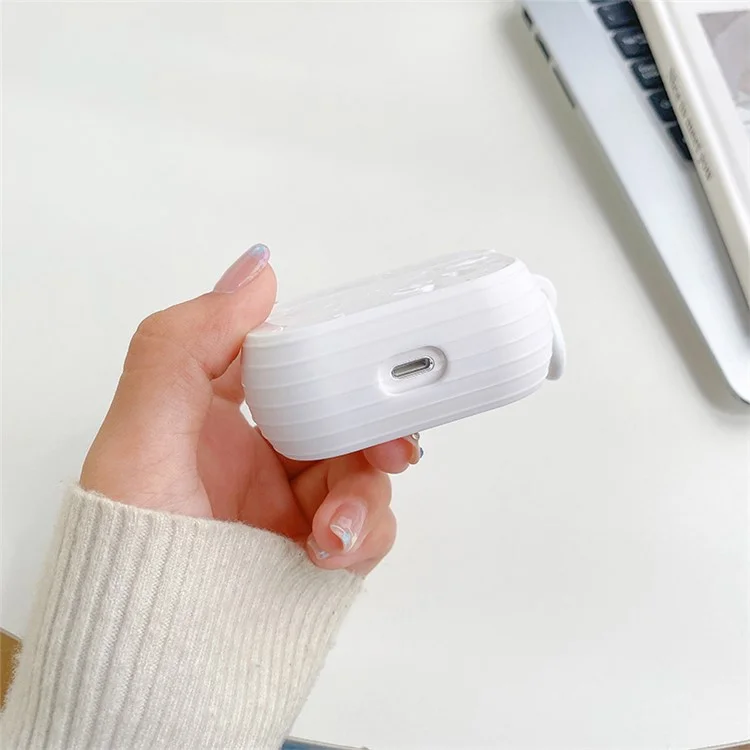 For Apple AirPods with Charging Case (2016) / (2019) / AirPods with Wireless Charging Case (2019) TPU Protective Cover Shell Pattern Earphone Anti-drop Case - White