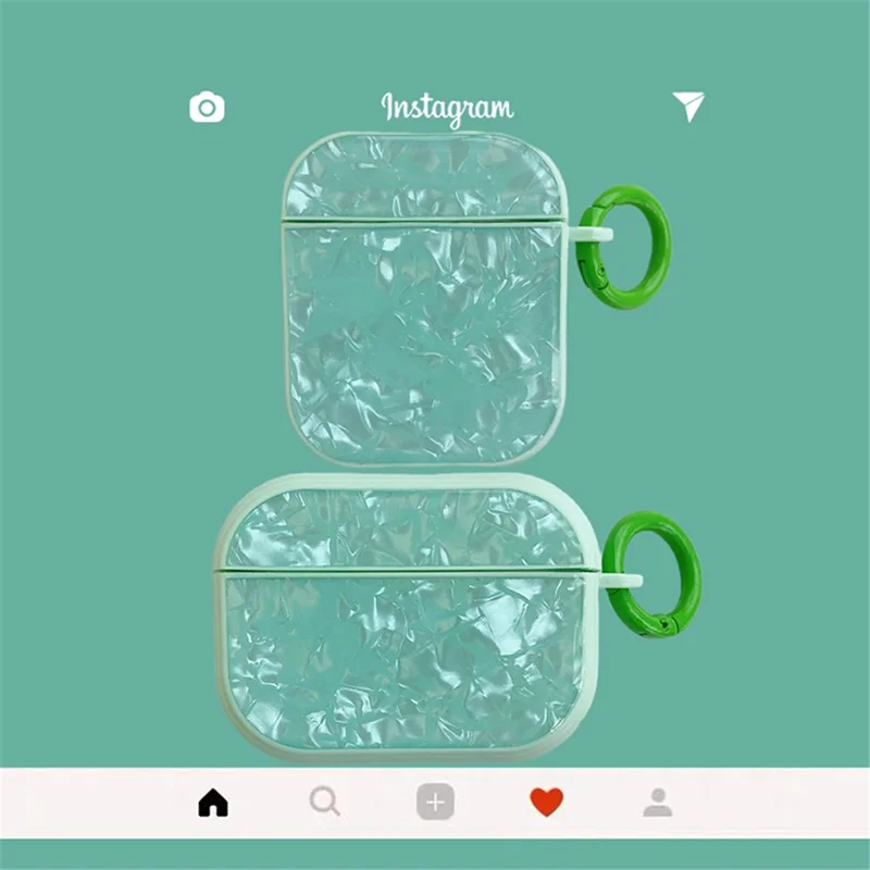 For Apple AirPods Pro TPU Protective Cover Shell Pattern Bluetooth-compatible Earphone Anti-scratch Anti-drop Case - Green