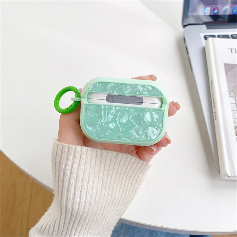 For Apple AirPods Pro TPU Protective Cover Shell Pattern Bluetooth-compatible Earphone Anti-scratch Anti-drop Case - Green