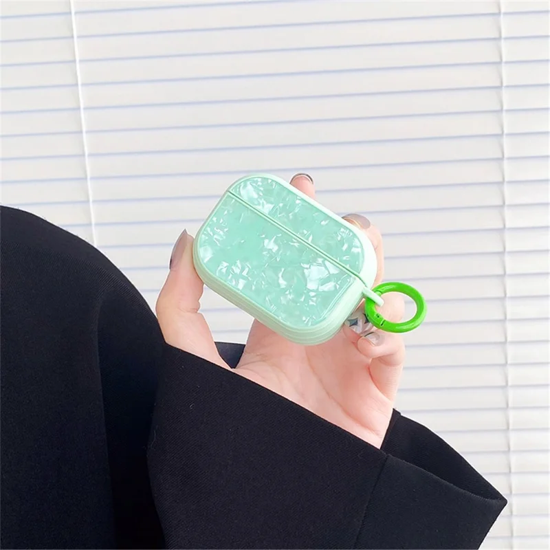 For Apple AirPods Pro TPU Protective Cover Shell Pattern Bluetooth-compatible Earphone Anti-scratch Anti-drop Case - Green