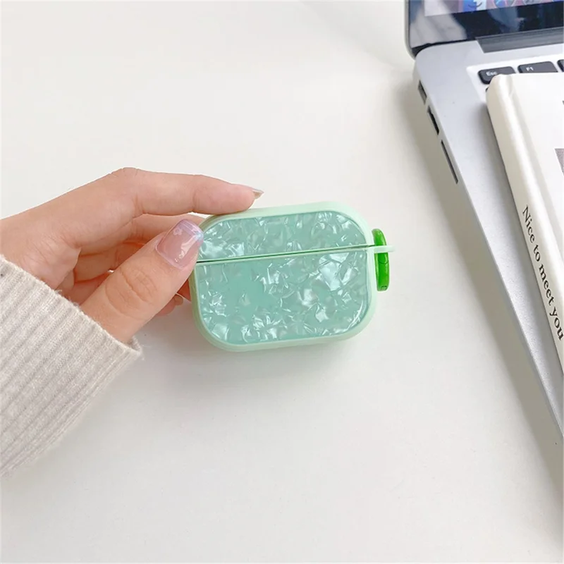For Apple AirPods Pro TPU Protective Cover Shell Pattern Bluetooth-compatible Earphone Anti-scratch Anti-drop Case - Green