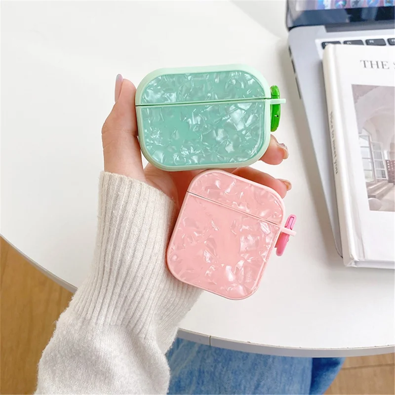 For Apple AirPods Pro TPU Protective Cover Shell Pattern Bluetooth-compatible Earphone Anti-scratch Anti-drop Case - Green