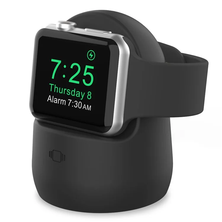 Ahastyle PT63 Pour Apple Watch Silicone Watch Charger Stand Anti Slip Desktop Charger Holder - le Noir