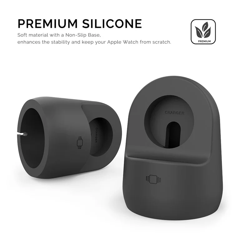 Ahastyle PT63 Pour Apple Watch Silicone Watch Charger Stand Anti Slip Desktop Charger Holder - le Noir