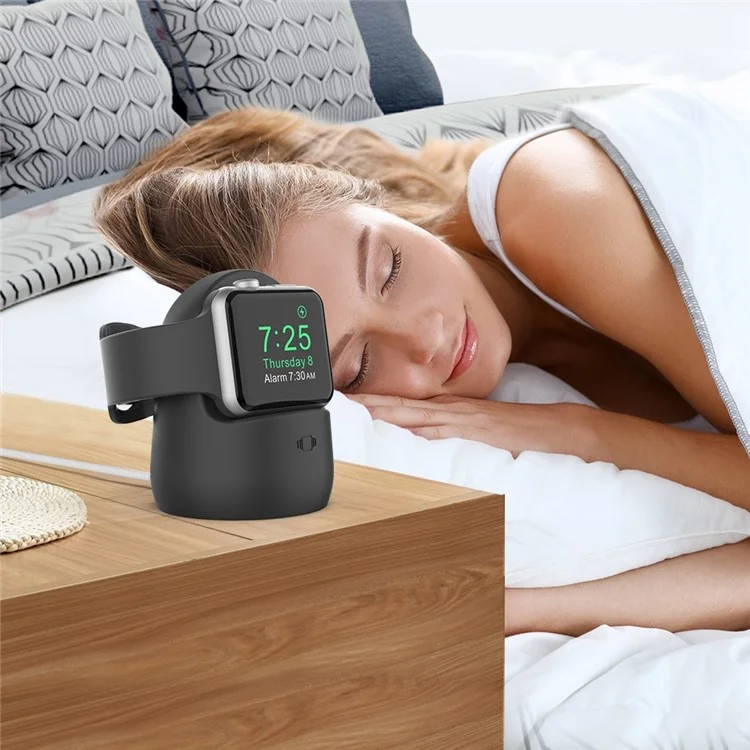 Ahastyle PT63 Pour Apple Watch Silicone Watch Charger Stand Anti Slip Desktop Charger Holder - le Noir