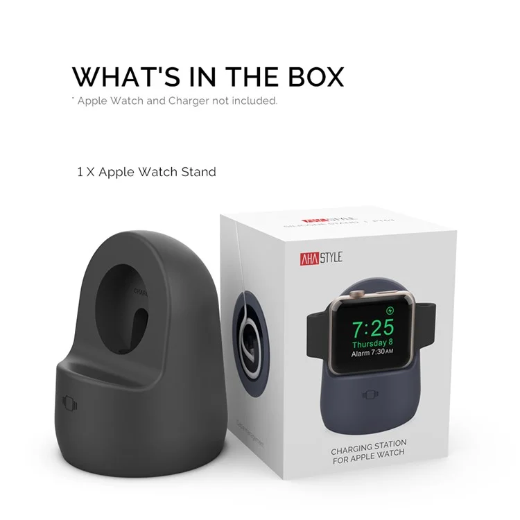 Ahastyle PT63 Pour Apple Watch Silicone Watch Charger Stand Anti Slip Desktop Charger Holder - le Noir
