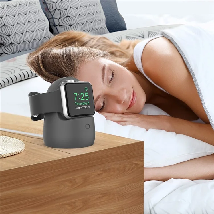 Ahastyle Pt63 Für Apple Watch Silicon Watch Ladegerät Ständer Anti-slip-desktop-ladegerät Halter - Dunkelgrau