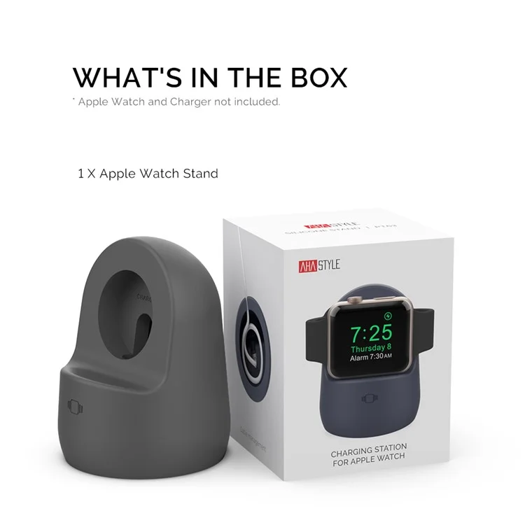 Ahastyle Pt63 Für Apple Watch Silicon Watch Ladegerät Ständer Anti-slip-desktop-ladegerät Halter - Dunkelgrau
