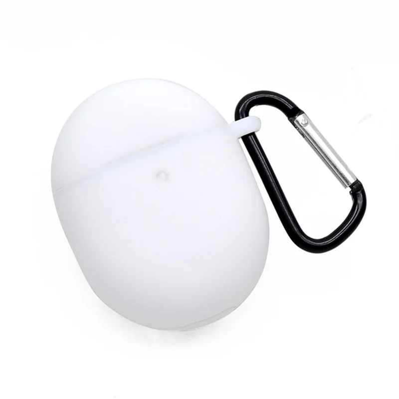 For Google Pixel Buds Pro Silicone Protective Sleeve Bluetooth-compatible Earphone Anti-drop Cover with Anti-lost Buckle - White