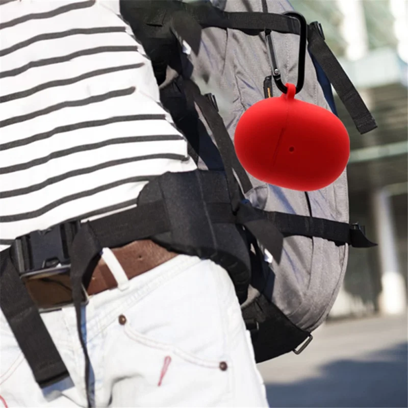 For Google Pixel Buds Pro Silicone Protective Sleeve Bluetooth-compatible Earphone Anti-drop Cover with Anti-lost Buckle - White