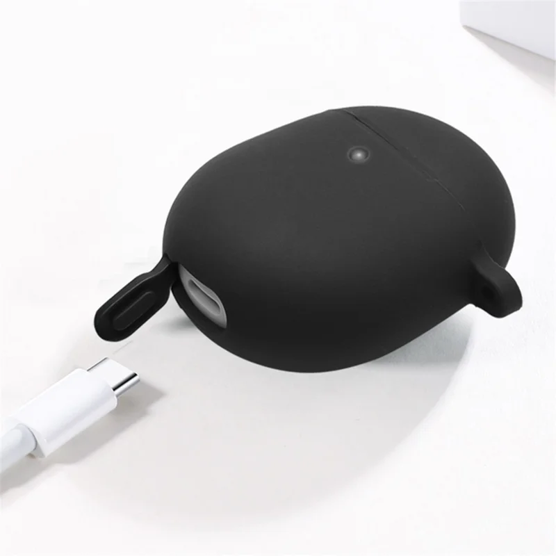 For Google Pixel Buds Pro Silicone Protective Sleeve Bluetooth-compatible Earphone Anti-drop Cover with Anti-lost Buckle - White