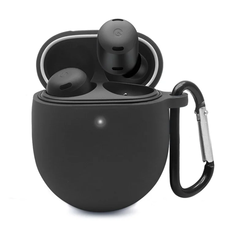 Para funda protectora de silicona Google Pixel Buds Pro, auricular Bluetooth, cubierta antideslizante con hebilla antirrobo - Negro