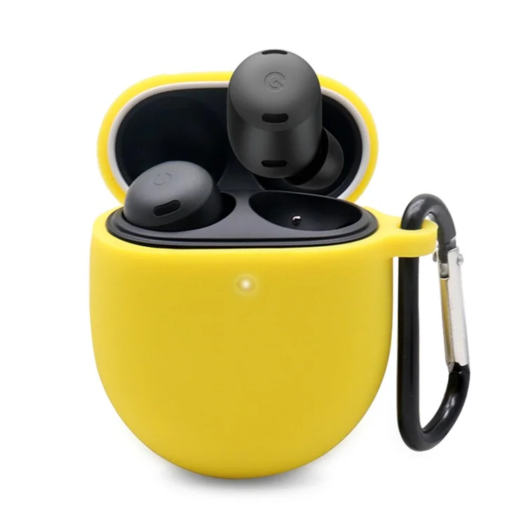 Para Google Pixel Buds Pro Funda protectora de silicona Auricular Bluetooth Cubierta antiperder con hebilla antillos - Amarillo