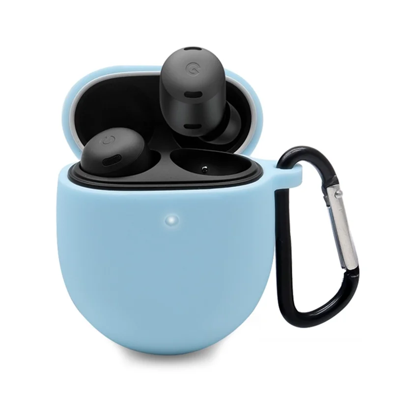 For Google Pixel Buds Pro Silicone Protective Sleeve Bluetooth-compatible Earphone Anti-drop Cover with Anti-lost Buckle - Blue