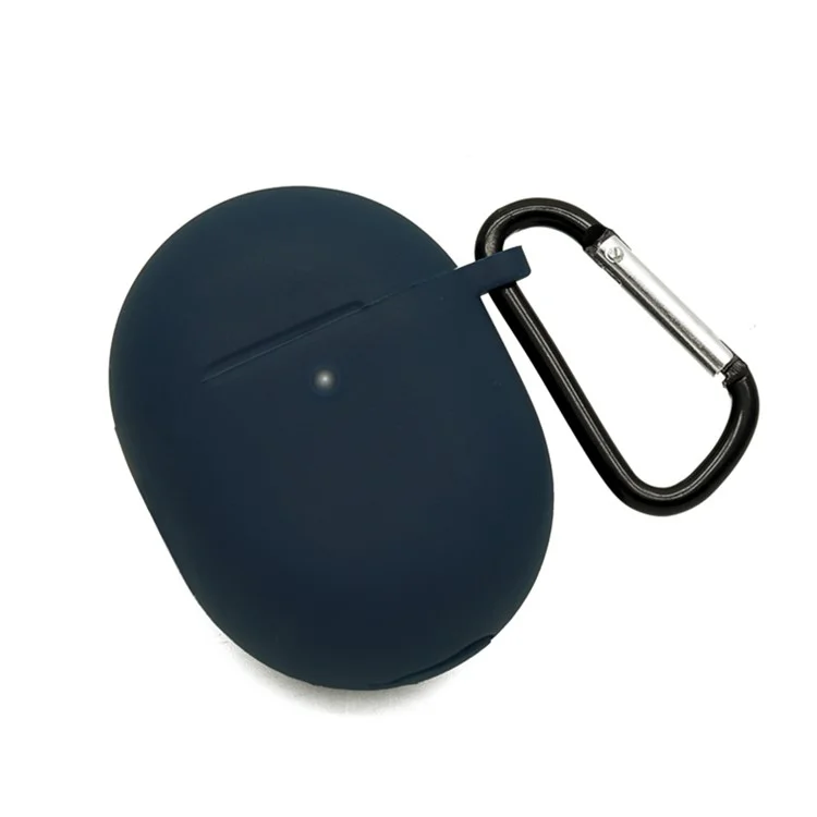 For Google Pixel Buds Pro Silicone Protective Sleeve Bluetooth-compatible Earphone Anti-drop Cover with Anti-lost Buckle - Midnight Blue