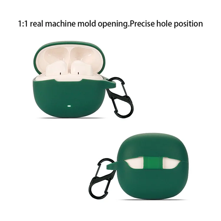 Para EDIFIER A1 Funda protectora de silicona blanda Auricular Bluetooth a prueba de caídas Cubierta con hebilla antirrobo - Verde negruzco