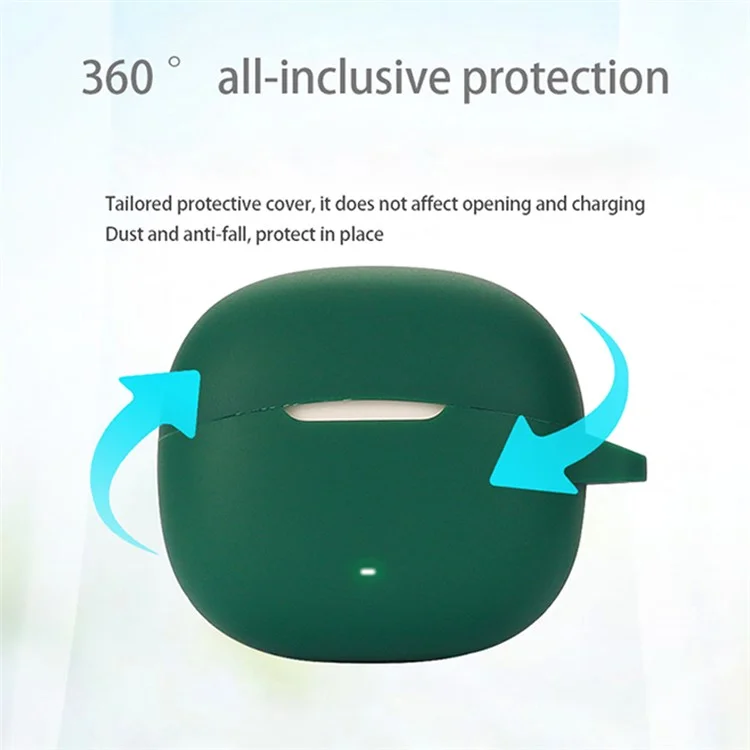 Para EDIFIER A1 Funda protectora de silicona blanda Auricular Bluetooth a prueba de caídas Cubierta con hebilla antirrobo - Verde negruzco