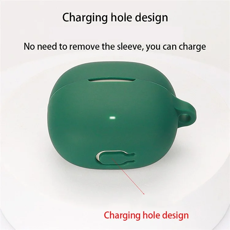 Para EDIFIER A1 Funda protectora de silicona blanda Auricular Bluetooth a prueba de caídas Cubierta con hebilla antirrobo - Verde negruzco
