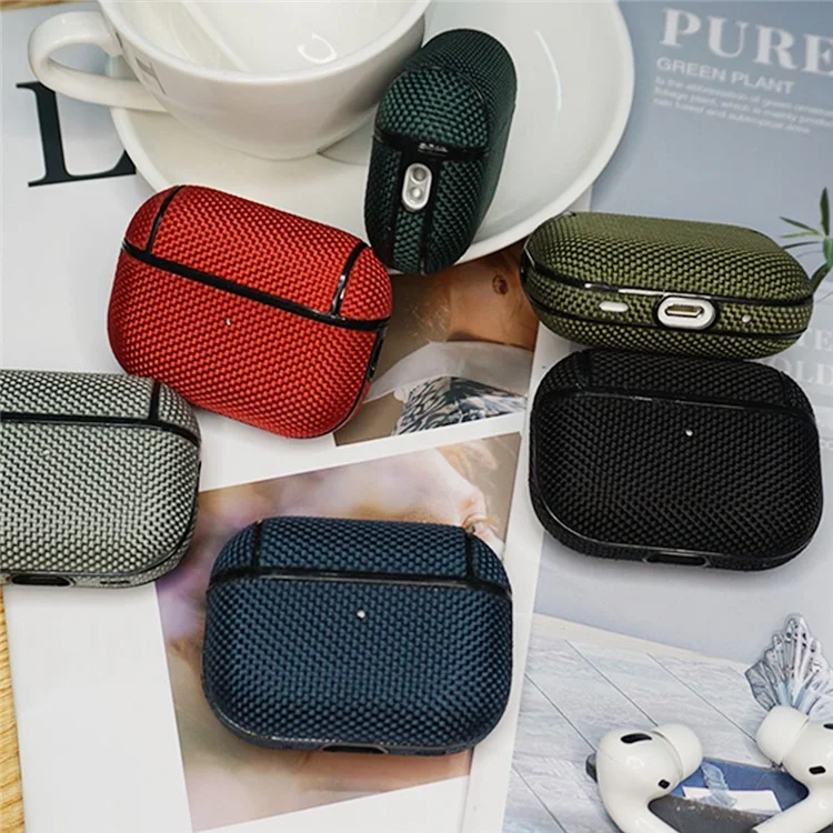 For AirPods Pro (Gen 2) (USB-C) / Pro 2 Charging Case Cover Nylon PC Anti-Fall Case Bluetooth-compatible Headset Protector with Strap - Dark Green