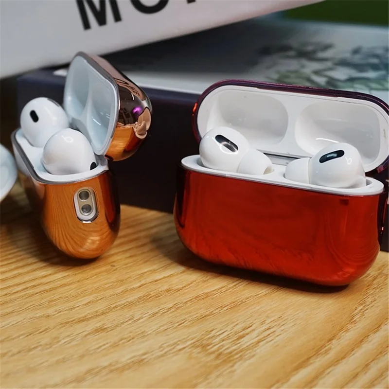 For AirPods Pro (Gen 2) (USB-C) / Pro 2 Bluetooth-compatible Earphone Protective Case Electroplated PC Anti-drop Cover - Silver