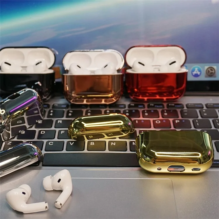 Für AirPods Pro 2 Schutzhülle Stilvoller Elektroplierender Bluetooth-earphone TPU Anti-drop-abdeckung Mit Lanyard - Roségold