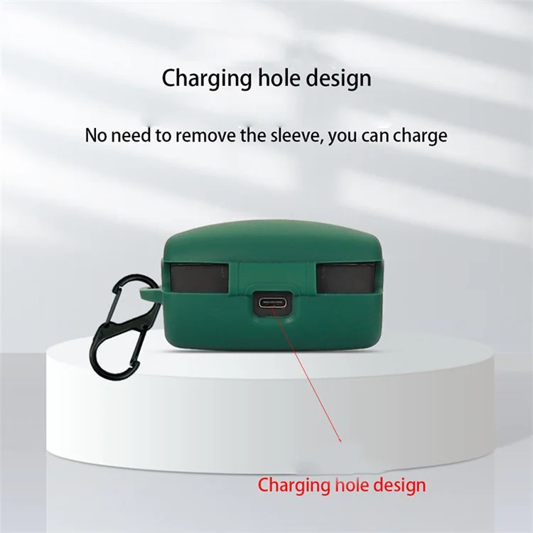 Étui de protection pour écouteurs Audio-Technica ATH-TWX9 en silicone souple anti-poussière avec boucle - Vert foncé
