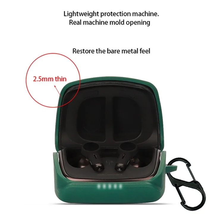 Étui de protection pour écouteurs Audio-Technica ATH-TWX9 en silicone souple anti-poussière avec boucle - Vert foncé
