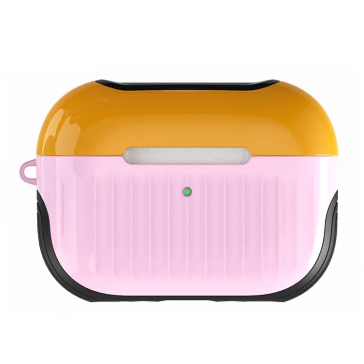 Para AirPods Pro (Gen 2) (USB-C) / Pro 2 Funda protectora completa con forma de maletín Caja de auriculares brillante y con superficie de goma PC + TPU a prueba de golpes - Amarillo / Rosa