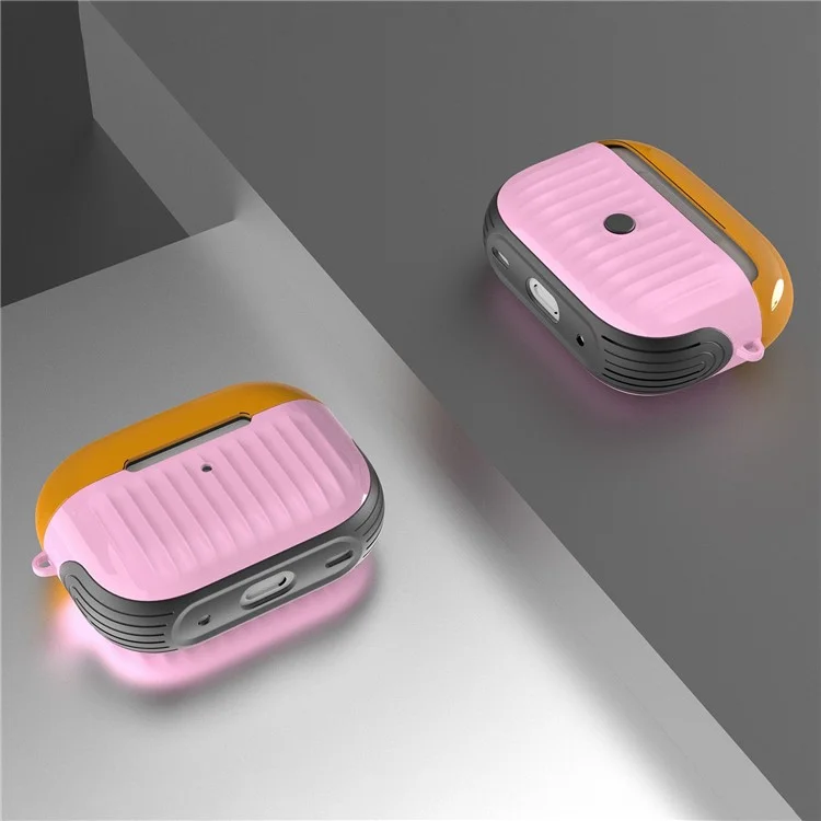 Para AirPods Pro (Gen 2) (USB-C) / Pro 2 Funda protectora completa con forma de maletín Caja de auriculares brillante y con superficie de goma PC + TPU a prueba de golpes - Amarillo / Rosa