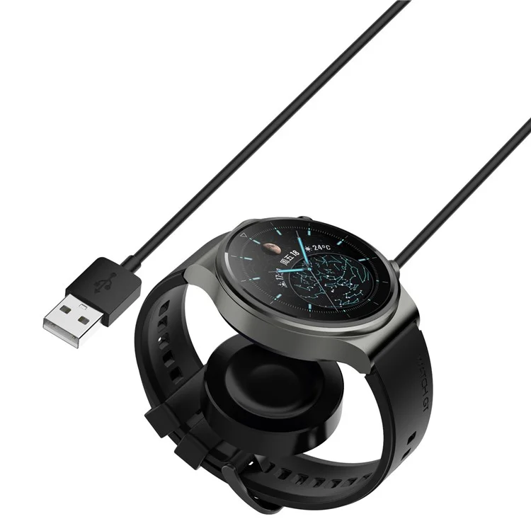 Für Huawei Watch GT Cyber 1m USB Smart Watch Ladekabel Magnetische Absorptions-Ladestation - Schwarz