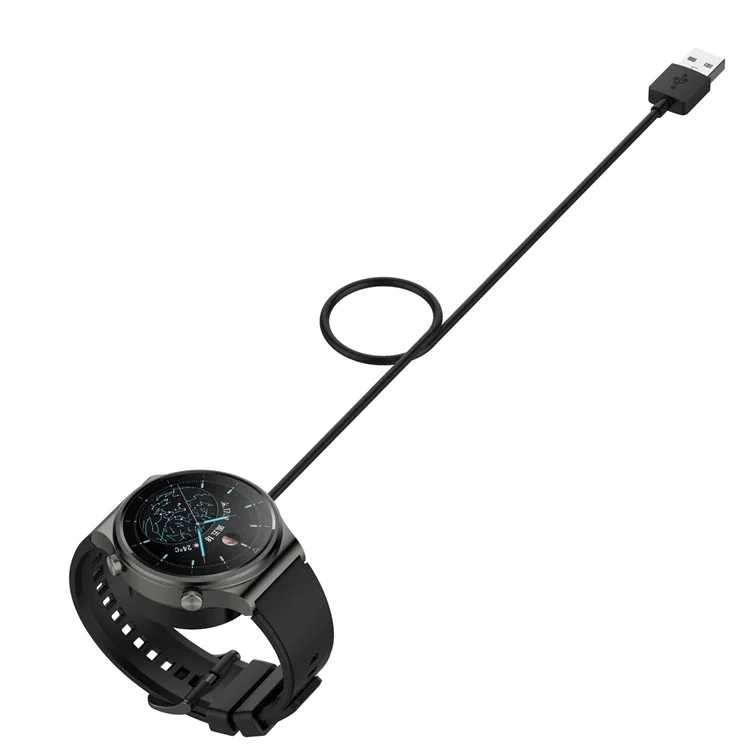 Für Huawei Watch GT Cyber 1m USB Smart Watch Ladekabel Magnetische Absorptions-Ladestation - Schwarz