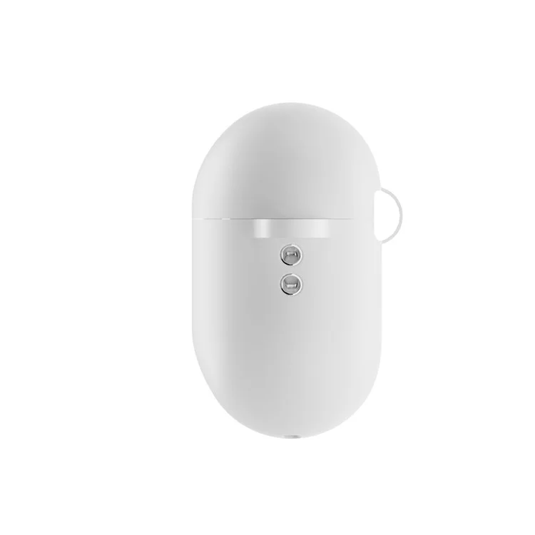 For AirPods Pro 2 Wireless Earphone Protective Cover Press Switch Anti-drop Silicone+PC Case with Hanging Buckle - White