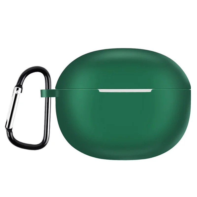 For Realme Buds T100 Silicone Protective Sleeve Bluetooth-compatible Earphone Shockproof Cover with Hanging Buckle - Green
