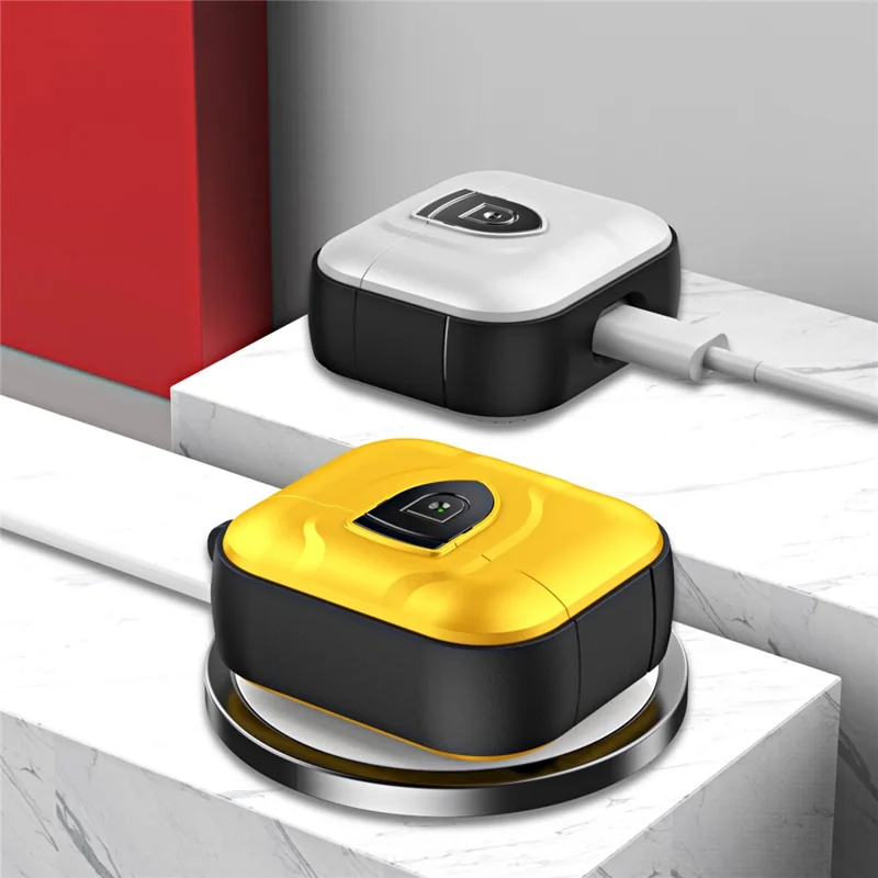 For Apple AirPods 3 Bluetooth-compatible Earphone Case Press Lock PC + TPU Drop-proof Earbuds Cover with Hanging Buckle - Yellow