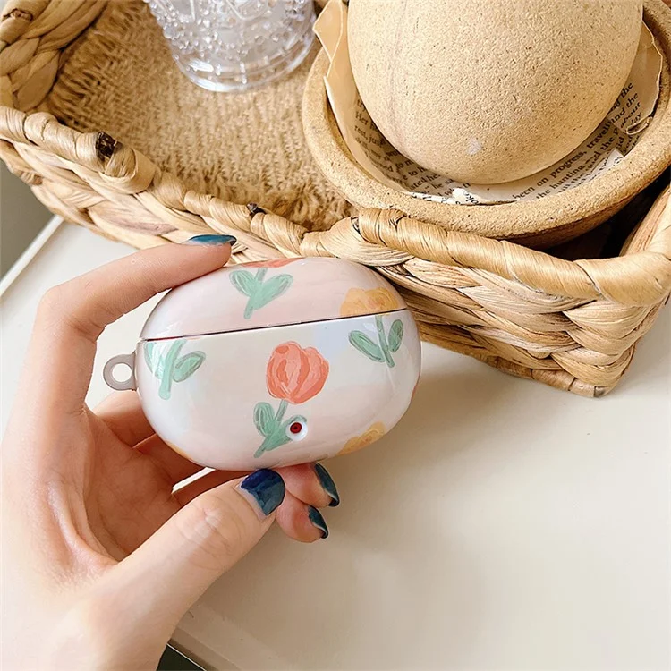 Custodia da Shock Per Beats in Studio Buds di Ricarica Case di Copertura PC Lucida Bluetooth Afferido Bluetooth Anti-Fall TWS Earbuds Protector - Tulipano Rosso