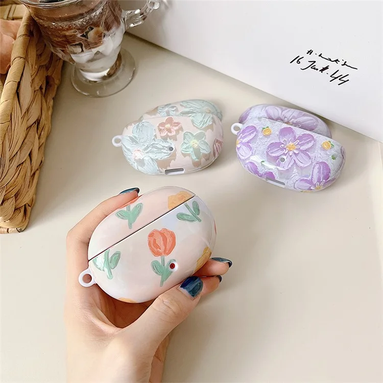 Custodia da Shock Per Beats in Studio Buds di Ricarica Case di Copertura PC Lucida Bluetooth Afferido Bluetooth Anti-Fall TWS Earbuds Protector - Tulipano Rosso