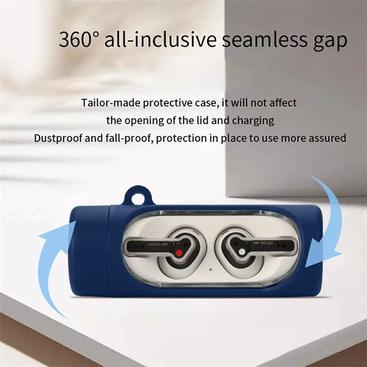 For Nothing Ear Stick Silicone Earphone Case Bluetooth-compatible Earbud Anti-drop Protective Cover with Anti-loss Buckle - Dark Blue