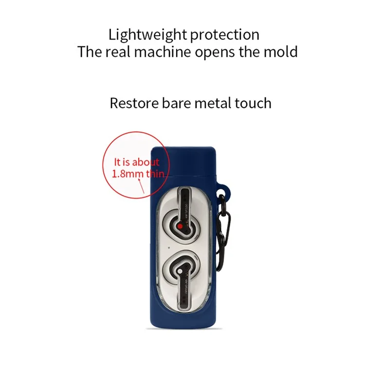 For Nothing Ear Stick Silicone Earphone Case Bluetooth-compatible Earbud Anti-drop Protective Cover with Anti-loss Buckle - Dark Blue