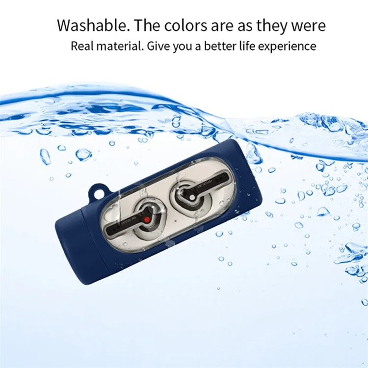 For Nothing Ear Stick Silicone Earphone Case Bluetooth-compatible Earbud Anti-drop Protective Cover with Anti-loss Buckle - Dark Blue