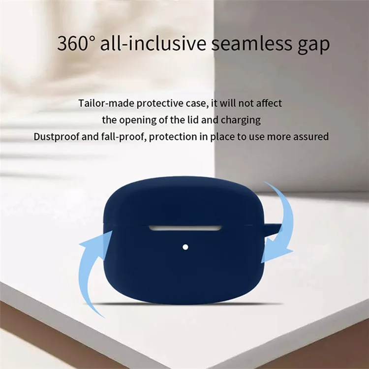 Силиконовый чехол для Edifier Lolli Pro 2 Bluetooth Wireless Earphone, противоударный, с защитным покрытием и кольцом для предотвращения потери - Темно-синий