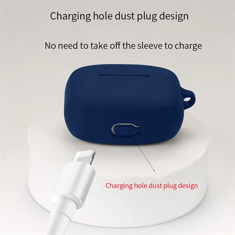 Силиконовый чехол для Edifier Lolli Pro 2 Bluetooth Wireless Earphone, противоударный, с защитным покрытием и кольцом для предотвращения потери - Темно-синий