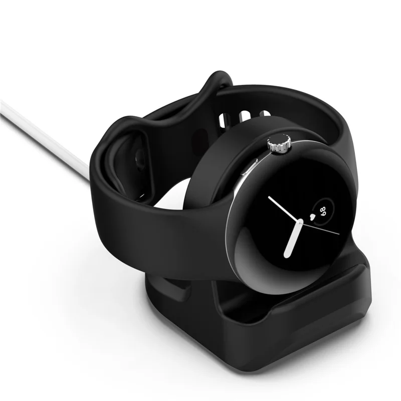 For Google Pixel Watch Silicone Charger Holder Stand Cable Slot Charging Support Charger Bracket Dock (No Charger) - Black