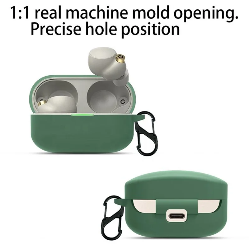 For Sony WF-1000XM4 Bluetooth-compatible Earphone Silicone Case Earbud Charging Box Anti-drop Cover with Carabiner - White