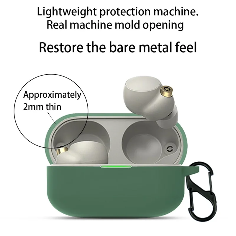 For Sony WF-1000XM4 Bluetooth-compatible Earphone Silicone Case Earbud Charging Box Anti-drop Cover with Carabiner - White