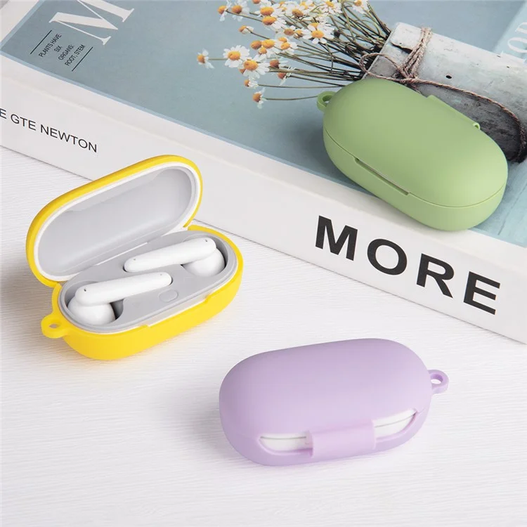 For Huawei FreeBuds SE Earphone Silicone Case Bluetooth-compatible Earbud Charging Case Anti-drop Cover with Hanging Buckle - Purple