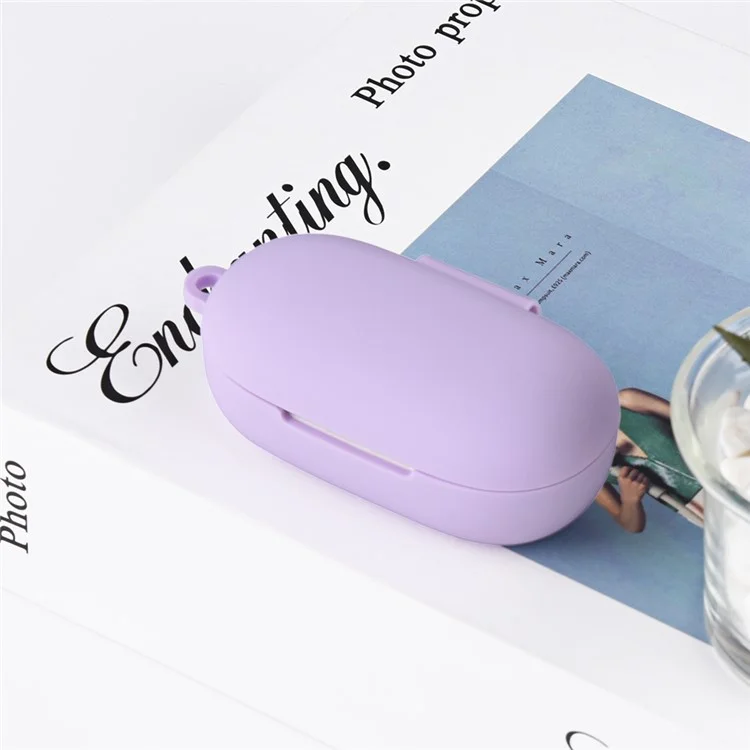 For Huawei FreeBuds SE Earphone Silicone Case Bluetooth-compatible Earbud Charging Case Anti-drop Cover with Hanging Buckle - Purple