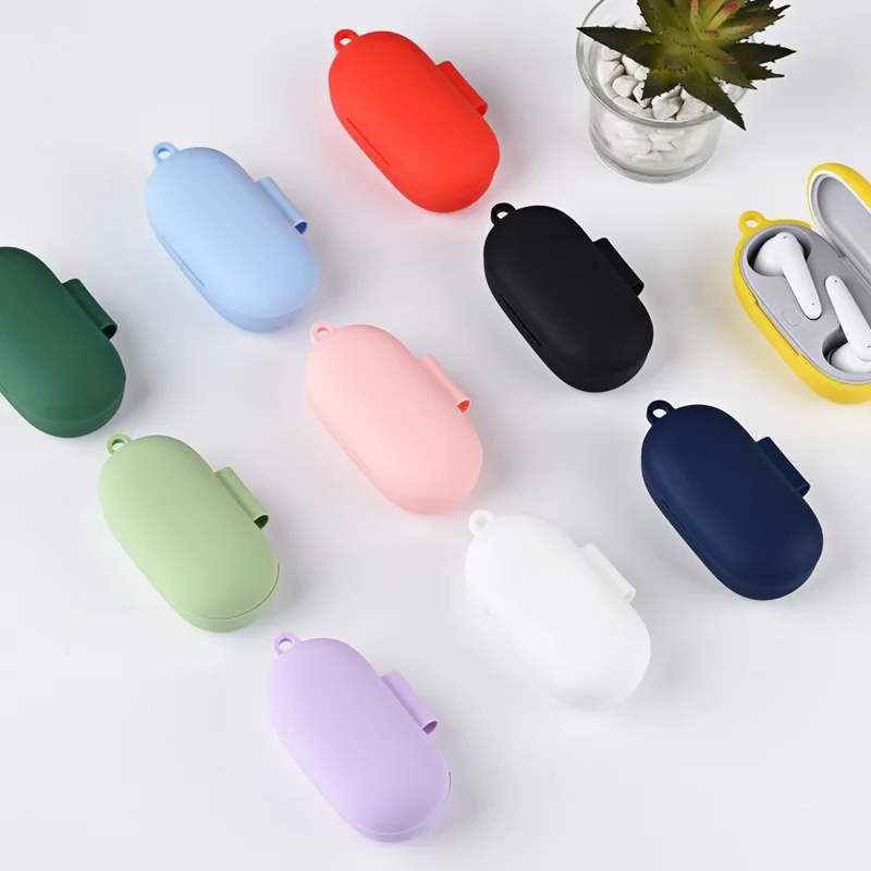 For Huawei FreeBuds SE Earphone Silicone Case Bluetooth-compatible Earbud Charging Case Anti-drop Cover with Hanging Buckle - Matcha Green