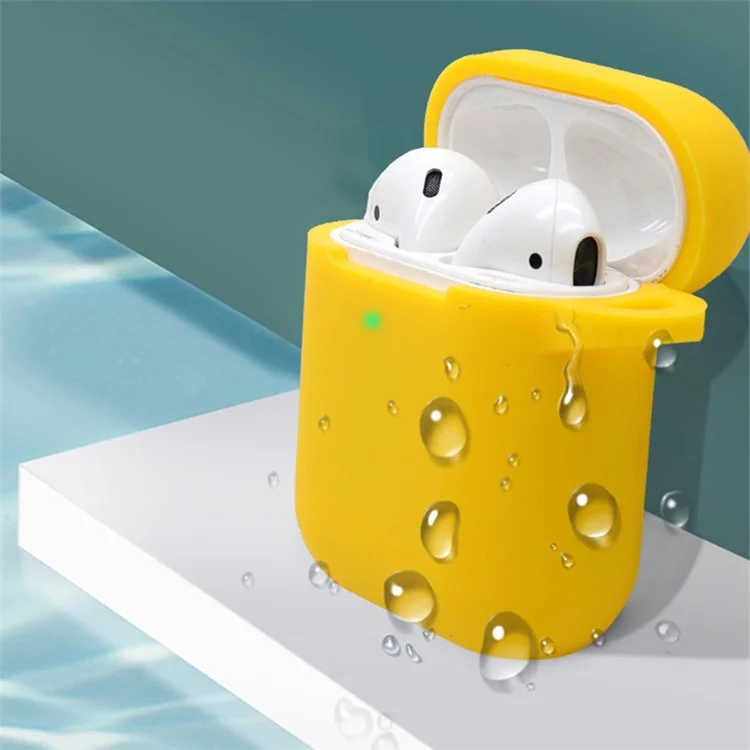 For Apple AirPods with Charging Case (2016)  /  (2019)  /  AirPods with Wireless Charging Case (2019) 2.5mm Thicken Silicone Case Protective Cover with 8-shaped Buckle - Dark Blue