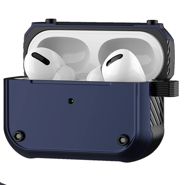 Para Apple AirPods Pro 2 Anti-drop Aurphone Case de Auriculares de Doble Color PC+TPU Protective Earbud Cover With Carabiner - Azul